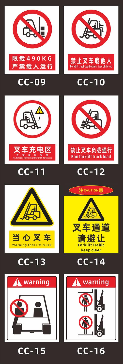 宏爵当心叉车警示牌工厂内叉车限速5公里禁止载人负载注意行人标识牌